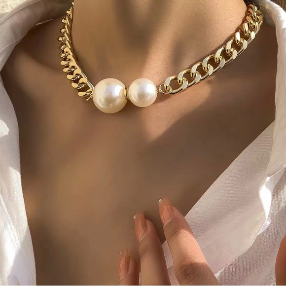 Zara Jewelry - Zara 14K Gold Plated Pearl Choker Chain Necklace